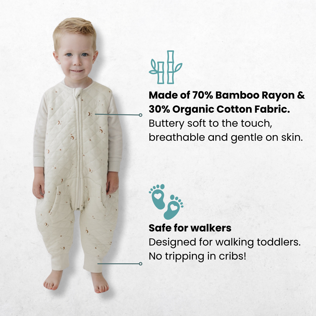 Tealbee Dreamsuit for Cozy Comfort - Crafted with a blend of 70% Bamboo Rayon and 30% Organic Cotton for a soft and cozy sleep experience.
