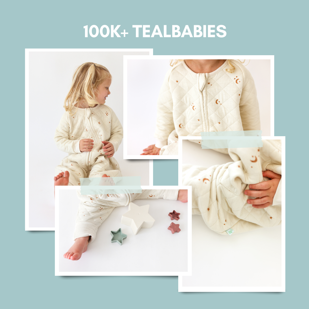 Tealbee Dreamsie with Non-slip Footies - A Tealbee Dreamsie featuring non-slip footies, providing extra grip and stability for active little ones.