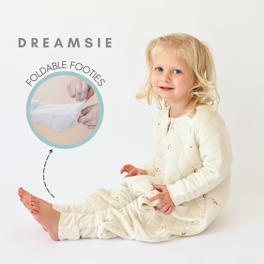 Tealbee Dreamsie with sleeves and foldable footies for extra warmth.