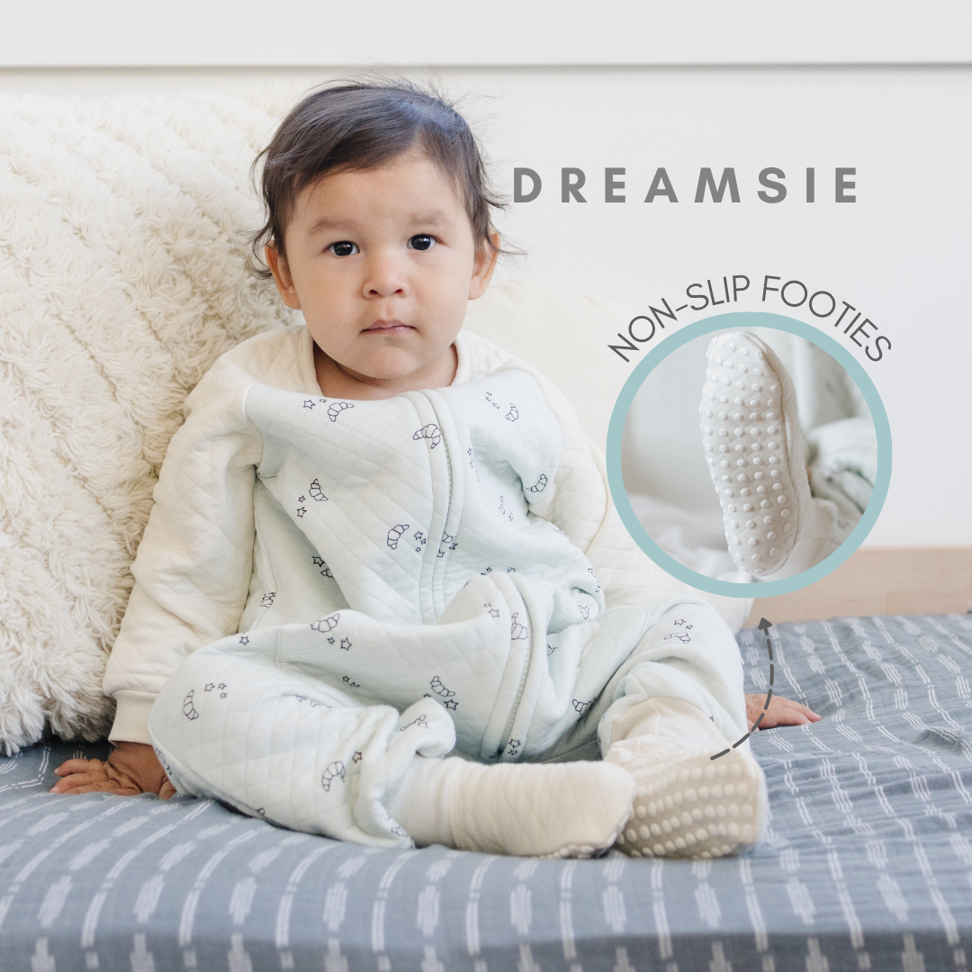 Tealbee Dreamsie with Non-slip Footies - A Tealbee Dreamsie featuring non-slip footies, providing extra grip and stability for active little ones.