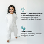 Tealbee Dreamsuit for Cozy Comfort - Crafted with a blend of 70% Bamboo Rayon and 30% Organic Cotton for a soft and cozy sleep experience.