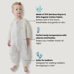 Dreamsie  Made of 70% Bamboo Rayon & 30% Organic Cotton Fabric. Buttery soft to the touch, breathable, and gentle on skin. Keeps your toddler toasty all night.
