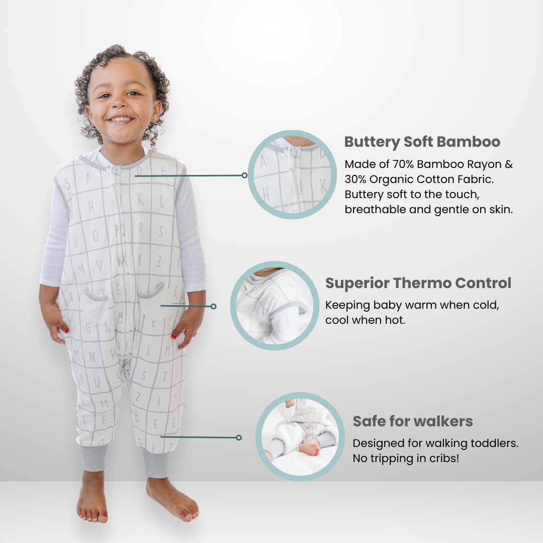 Tealbee Dreamsuit for Cozy Comfort - Crafted with a blend of 70% Bamboo Rayon and 30% Organic Cotton for a soft and cozy sleep experience.