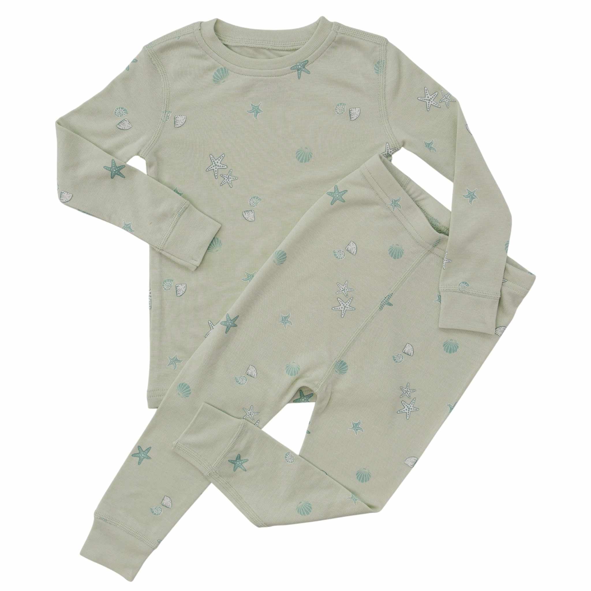 tealbee pajamas set flat lay on white background 